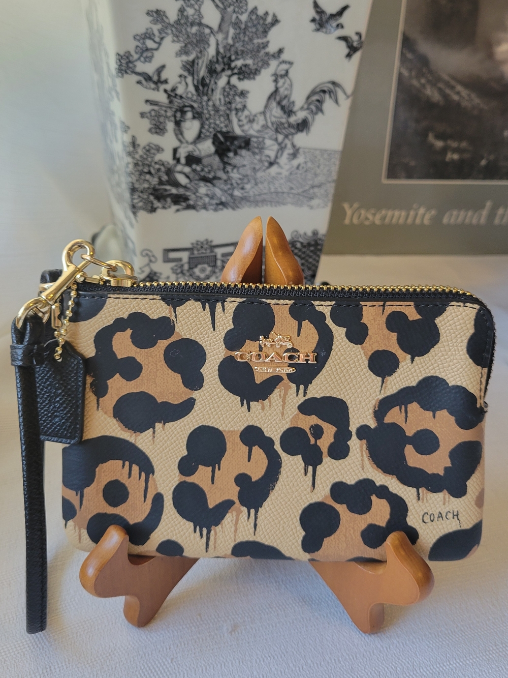 Coach Drip Leopard or Wild Beast Leather Wristlet